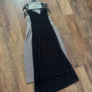 Women's Lark + Grey Black and White Striped Maxi Dress